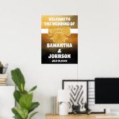 Modern Bold Black Gold Bow Wedding Welkom Poster (Thuiskantoor)