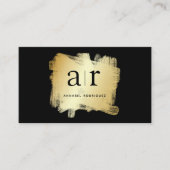 Modern Bold Black Gold Brush QR Code Visitekaartje (Voorkant)
