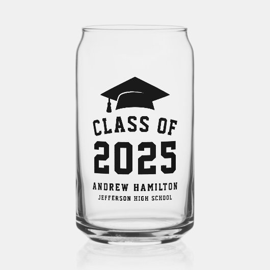 Modern Bold Black Klasse van 2025 Afstuderen Blikvorm Glas (Voorkant)
