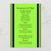 Modern Bold Black Limoen Stripes Wedding Menu (Voorkant)