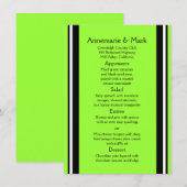 Modern Bold Black Limoen Stripes Wedding Menu (Voorkant / Achterkant)