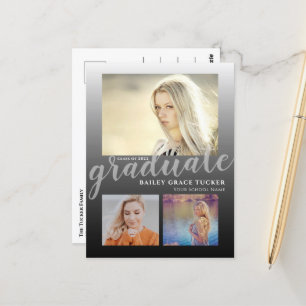 Modern Bold Black Ombre Afstuderen Afstuderen Briefkaart