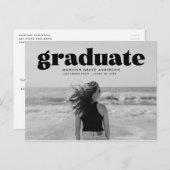 Modern Bold Black Overlay Photo Graduparty Briefkaart (Voorkant / Achterkant)