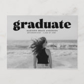 Modern Bold Black Overlay Photo Graduparty Briefkaart (Voorkant)