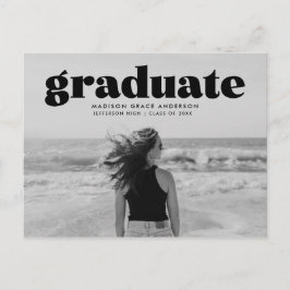 Modern Bold Black Overlay Photo Graduparty Briefkaart