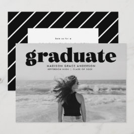 Modern Bold Black Overlay Photo Graduparty Kaart