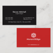 Modern Bold Black Red Creative Graphic Designer Visitekaartje (Voorkant / Achterkant)