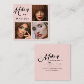 Modern Bold Black Script 3 Photo Makeup Vierkante Visitekaartje (Voorkant / Achterkant)