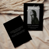 Modern Bold Black Script Photo Graduation Aankondiging