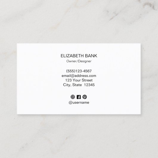 Modern Bold Black Typography Visitekaartje (Achterkant)