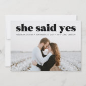 Modern Bold Black Typography Ze zei ja foto Save The Date (Voorkant)