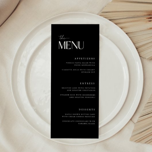 Modern Bold Black Wedding Menu