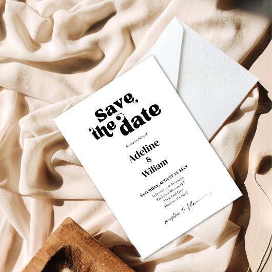 Modern Bold Black Wedding Save the Date Photo Kaart