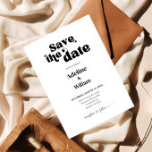 Modern Bold Black Wedding Save the Date Photo Kaart