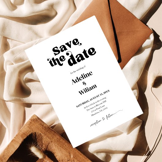 Modern Bold Black Wedding Save the Date Photo Kaart
