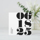 Modern Bold Black White Big Date Weddenschap Save The Date (Staand voorkant)
