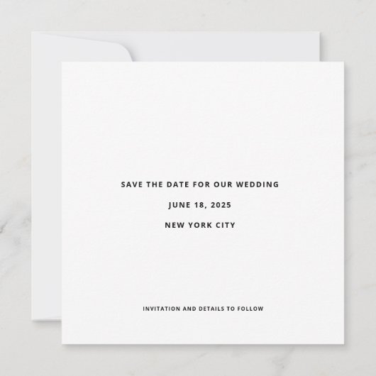 Modern Bold Black White Big Date Weddenschap Save The Date (Achterkant)