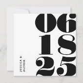 Modern Bold Black White Big Date Weddenschap Save The Date (Voorkant)
