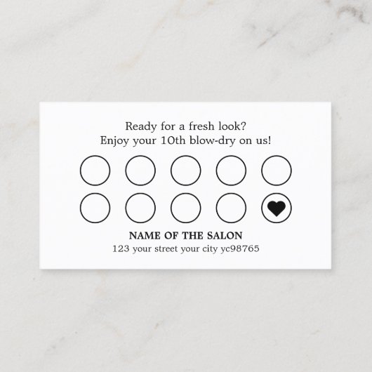 Modern Bold Black White Hair Salon Klantenkaartje (Achterkant)