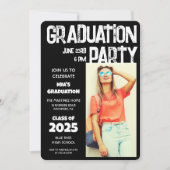 Modern Bold Black White Photo 2023 Afstuderen Kaart (Voorkant)