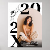 Modern Bold Black white Trendy photo graduation Poster (Voorkant)
