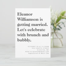 Modern Bold Black White Typography Bridal Brunch