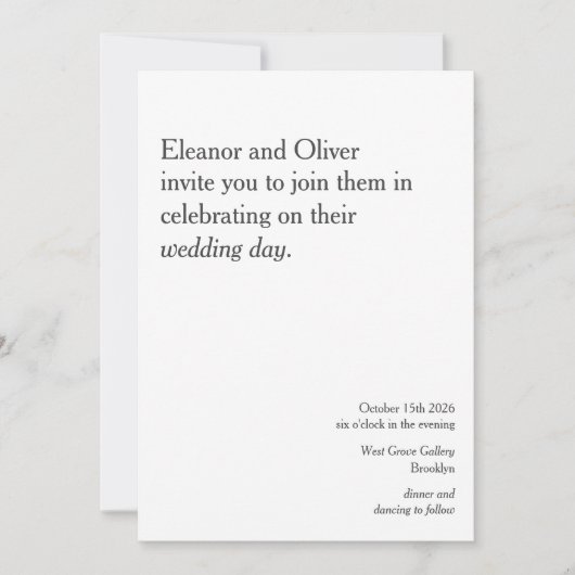 Modern Bold Black White Typography Stylish Wedding Kaart (Voorkant)