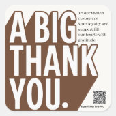Modern Bold Black White Wedding Thank You Card Vierkante Sticker (Voorkant)