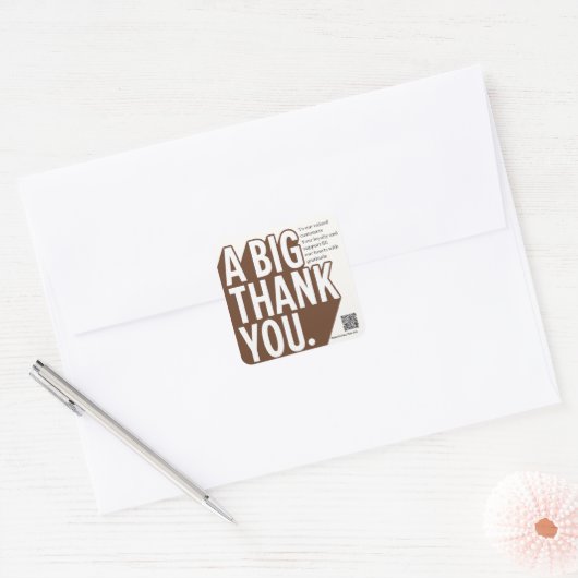 Modern Bold Black White Wedding Thank You Card Vierkante Sticker (Envelop)