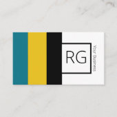 Modern Bold Blauwgroen Mustard Monogrammed Persona Visitekaartje (Voorkant)