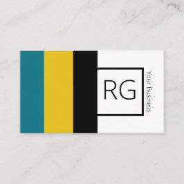 Modern Bold Blauwgroen Mustard Monogrammed Persona Visitekaartje
