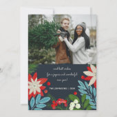 Modern Bold Bloemen Vrolijk Kerstfeest Foto Feestdagenkaart (Achterkant)