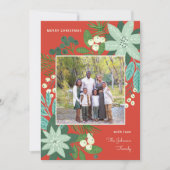 Modern Bold Bloemen Vrolijk Kerstfeest Foto Feestdagenkaart (Voorkant)