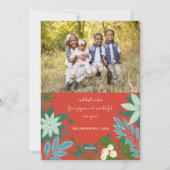 Modern Bold Bloemen Vrolijk Kerstfeest Foto Feestdagenkaart (Achterkant)