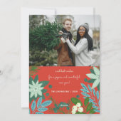 Modern Bold Bloemen Vrolijk Kerstfeest Foto Feestdagenkaart (Achterkant)