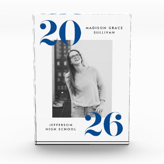 Modern Bold Blue Class van 2025 Afstuderen Fotoblokken (Voorkant)