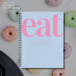 Modern Bold Blue Couples Verloving Cadeaurecept Notitieboek