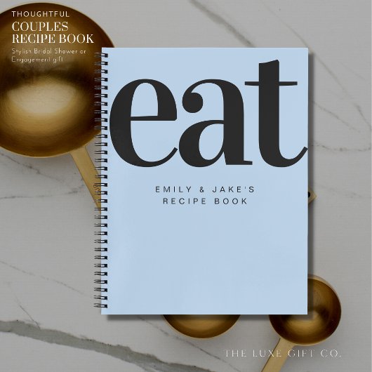 Modern Bold Blue Couples Verloving Cadeaurecept Notitieboek