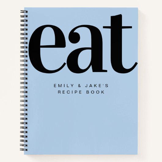 Modern Bold Blue Couples Verloving Cadeaurecept Notitieboek (Voorkant)
