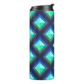 Modern Bold Blue Green Geometric Diamonds & Name Thermosbeker (Gedraaid links)