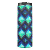 Modern Bold Blue Green Geometric Diamonds & Name Thermosbeker (Achterkant)