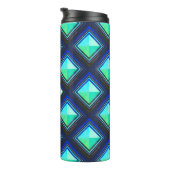 Modern Bold Blue Green Geometric Diamonds & Name Thermosbeker (Geroteerd rechts)