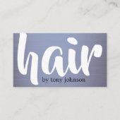 Modern Bold Blue Grey Faux Metal Hair Stylist Visitekaartje (Voorkant)