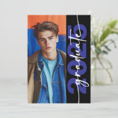Modern Bold Blue Typography Afstudeerder aangekond Kaart (Staand voorkant)