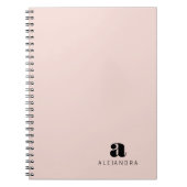 Modern Bold Blush Roze Monogram Naam Foto Notitieboek (Voorkant)