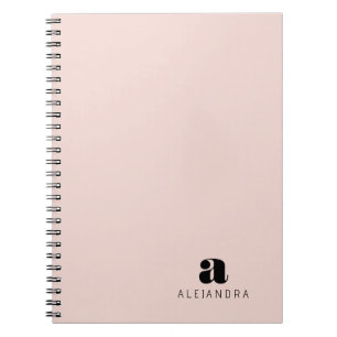 Modern Bold Blush Roze Monogram Naam Foto Notitieboek