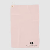 Modern Bold Blush Roze Monogram Naam Golfhanddoek (Voorkant)