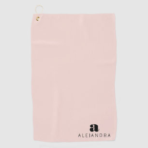 Modern Bold Blush Roze Monogram Naam Golfhanddoek