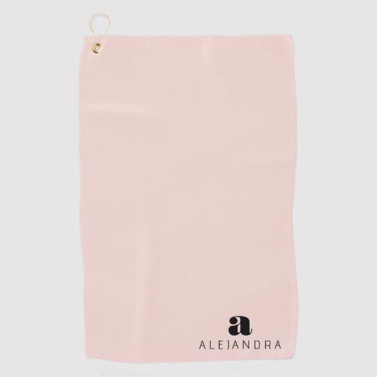 Modern Bold Blush Roze Monogram Naam Golfhanddoek (Voorkant)