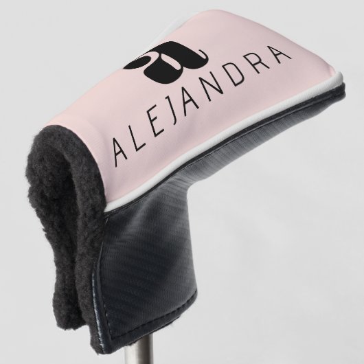 Modern Bold Blush Roze Monogram Naam Golfheadcover (3/4 voorkant)